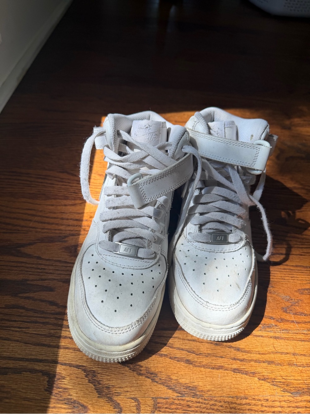 Nike White Kids High-Top Sneakers with Velcro Strap